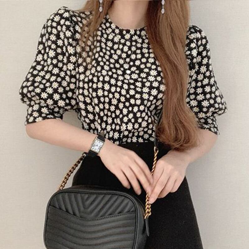 ブラウス 韓国風 ラウンドネック レディーストップス 人気シャツ 2022年夏新作 ハブスリープ