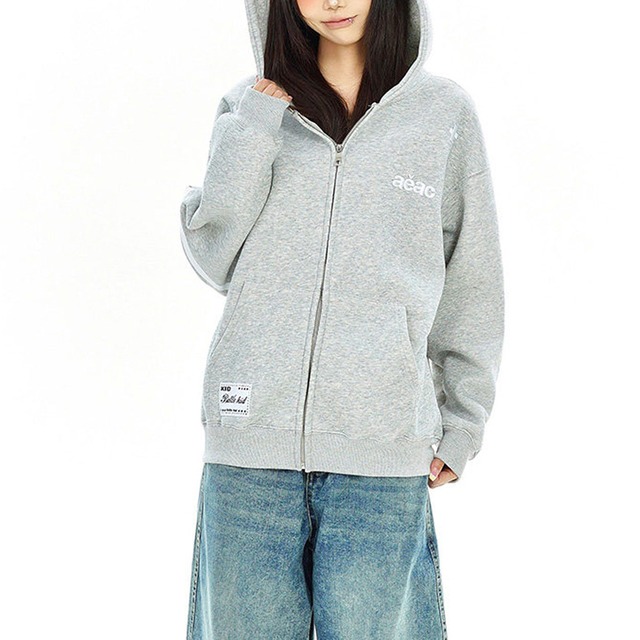ワンポイントアームラインジップフーディ 2col   R02762