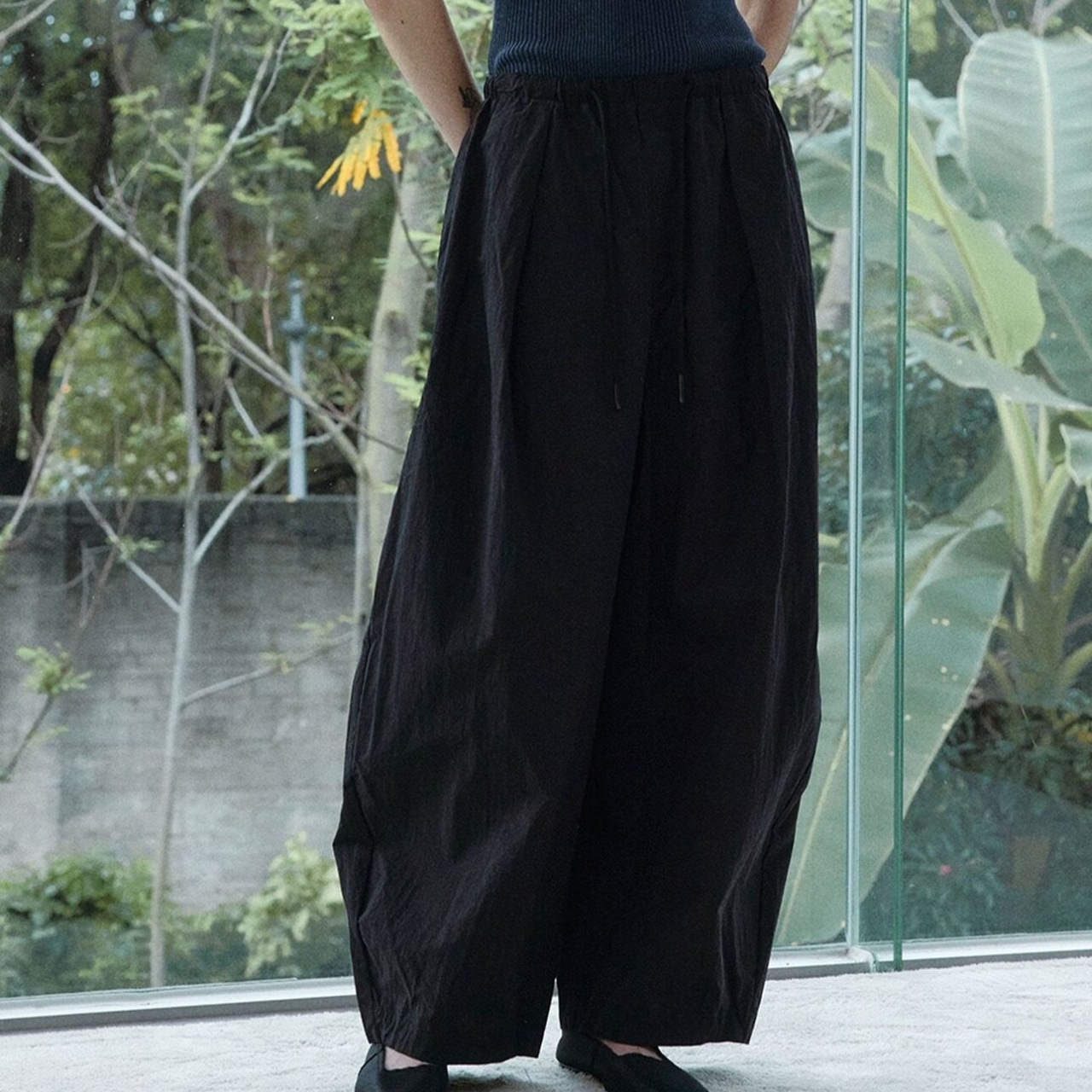Drawstring Wide Full-Length Pants 【3color】 T4336