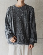 90s-old-"Northern Isle" Gray basic cable knit thumbnail 1