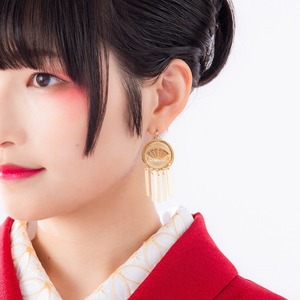 びらかんざしの耳飾り（金）Bira-Kanzashi earrings(Gold)