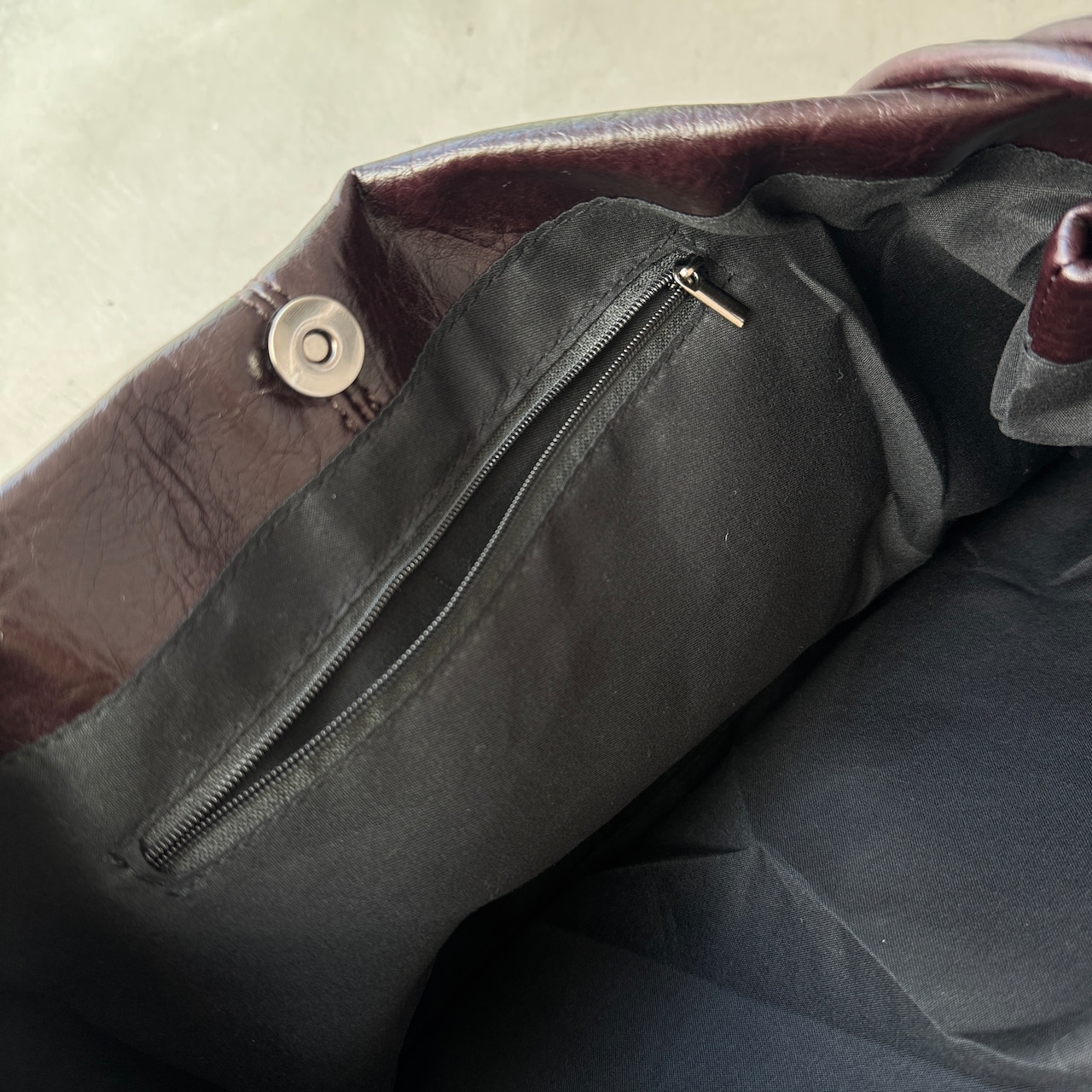 Grained eco leather 2way bag/bordeaux brown