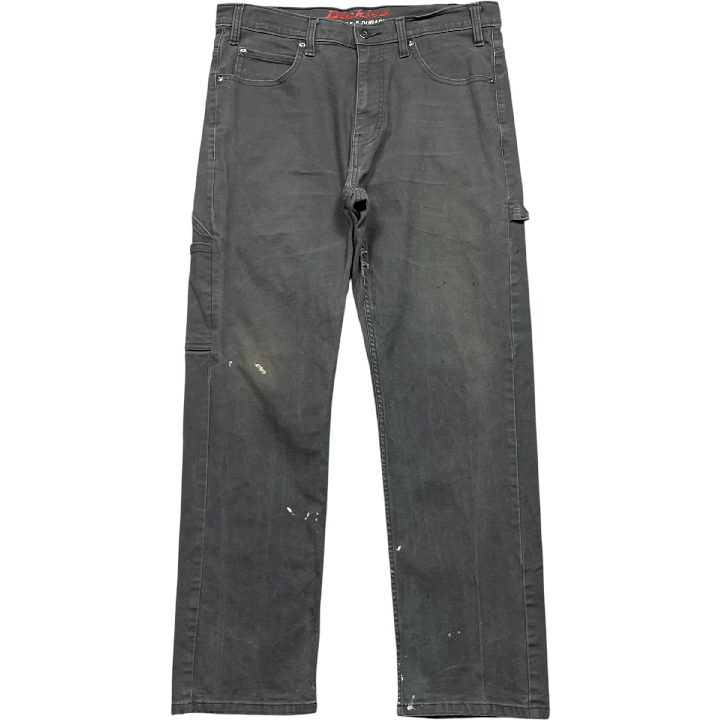 《実寸W35L28》Dickies ディッキーズ ワークパンツ ペインターパンツ ペイント フェード グレー no.10386