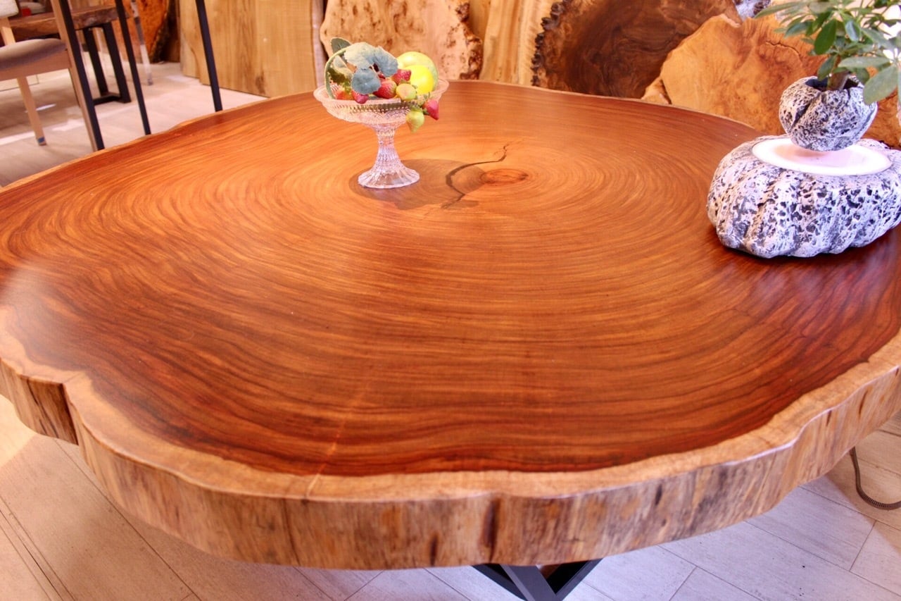 ブビンガ 輪切り 1400×1200×60 20797 | 千年家具 - 無垢一枚板テーブル