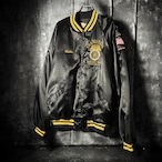 70s〜80s USA製 King Louie × TEAMSTERS 黒×イエローリアルワーク ナイロンサテンスタジャン
