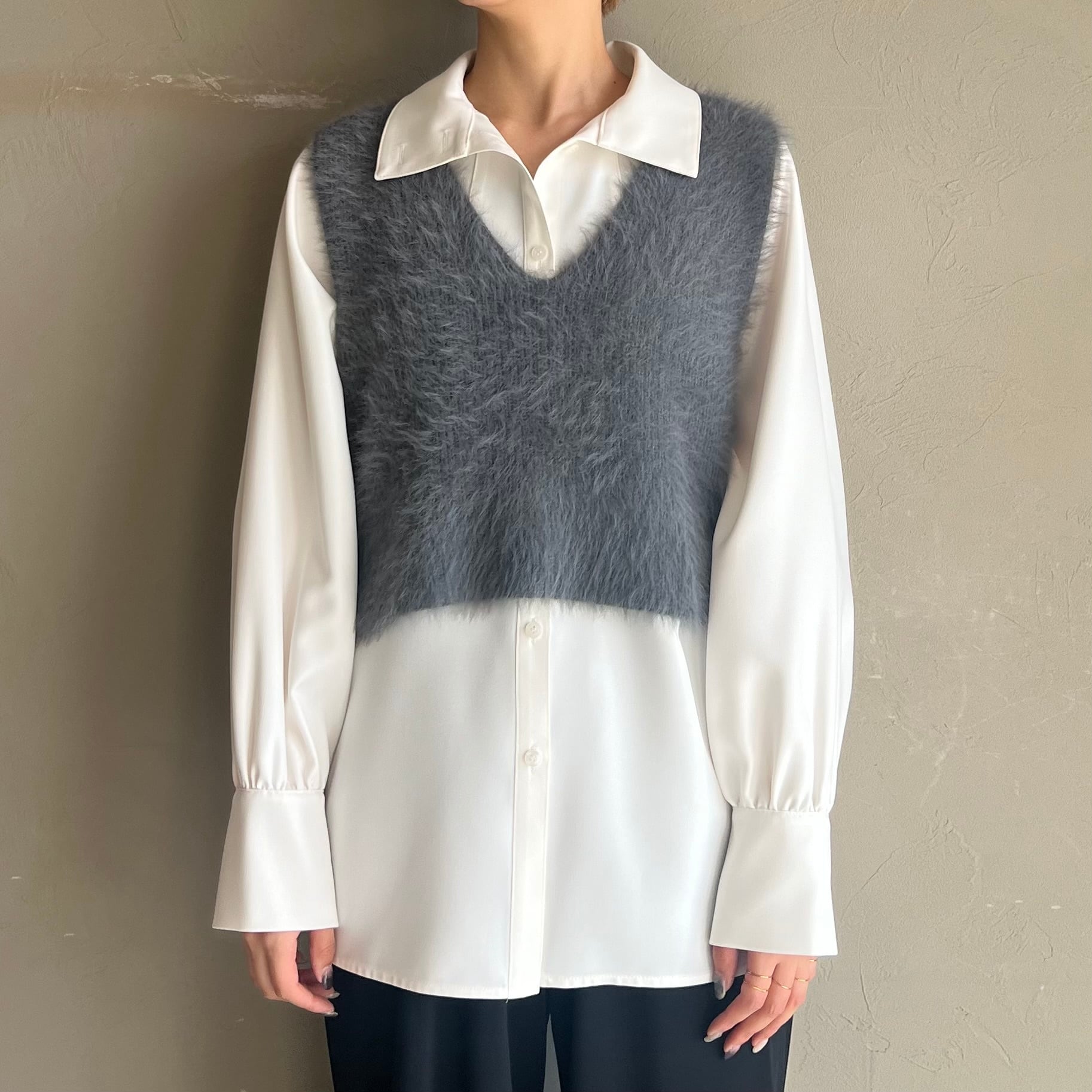 cafune;】パウダーツイルスタンドカラーシャツ | valance 福井 cafune;】パウダーツイルスタンドカラーシャツ | valance 福井