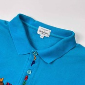 Jean Charles de Castelbajac Sport カステルバジャック スポーツ キャラデザイン 鹿の子 半袖 ポロシャツ 2/ブルー メンズ ゴルフ
