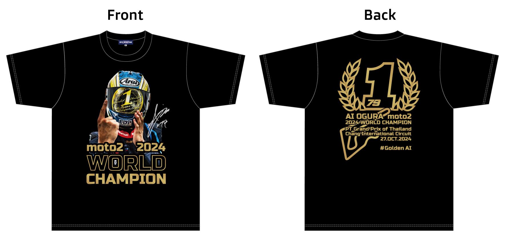 Moto2♯79 AI OGURA チャンピオン記念シャツ 日本未発売 甘く XXS Moto2♯79 AI OGURA チャンピオン記念シャツ 日本未発売 甘く XXS