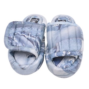 【NATASHA ZINKO】FAUX LEATHER SLIDES(LIGHT WASH)