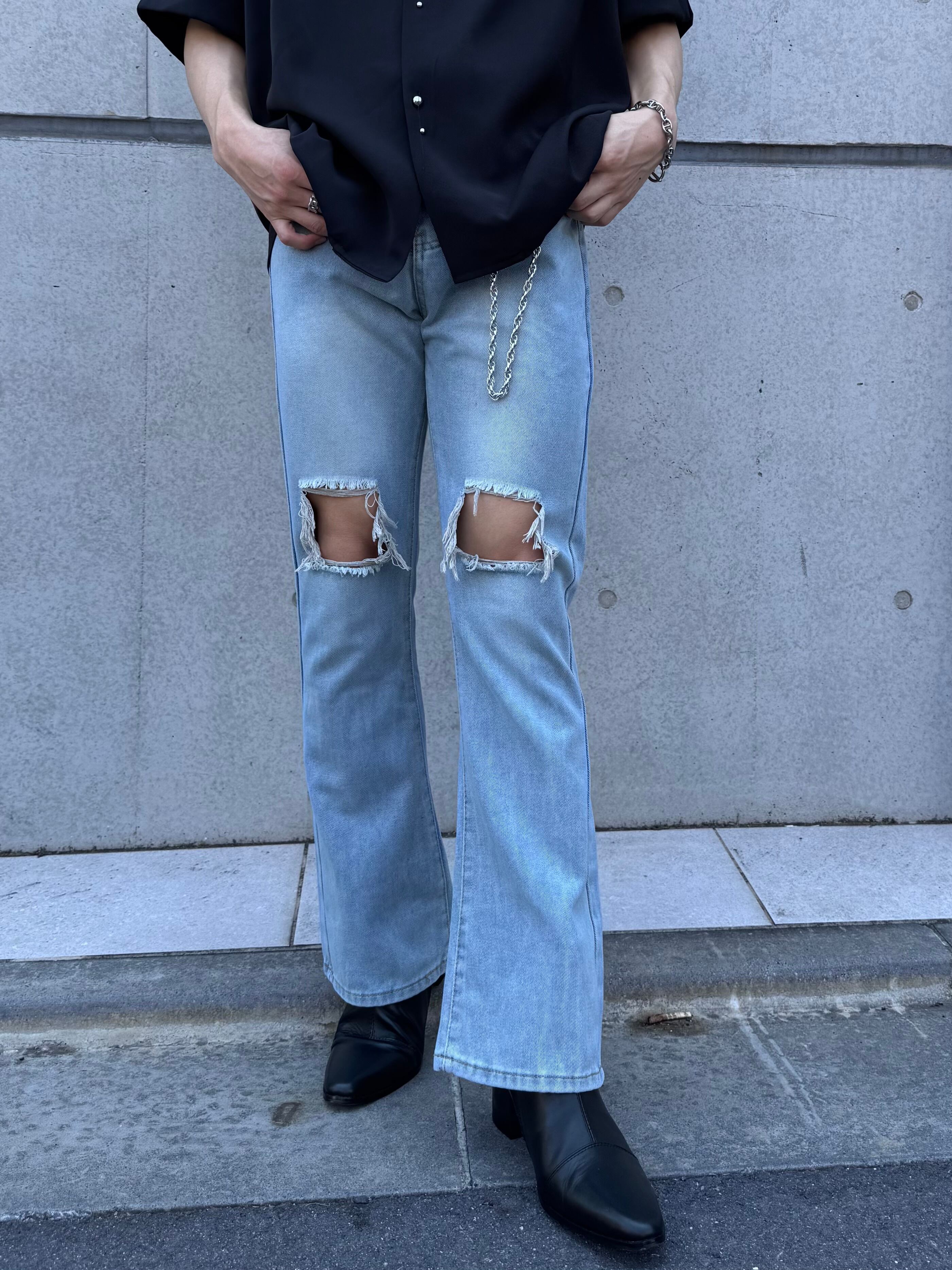 ALUDE ジーンズ ジーパン ALUDE SELECT hem snap wide status denim 