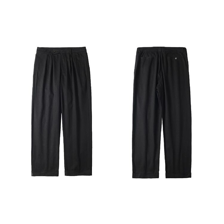 ★WIDE STRAIGHT DOUBLE PLEATED PANTS　　01144
