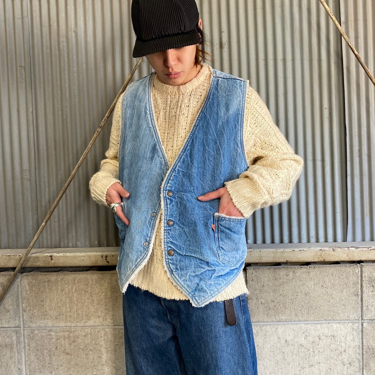 70年代 ビンテージ リーバイス デニムボアベスト メンズXL 古着 
