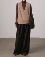 Shaggy v-neck knit Vest  L0081