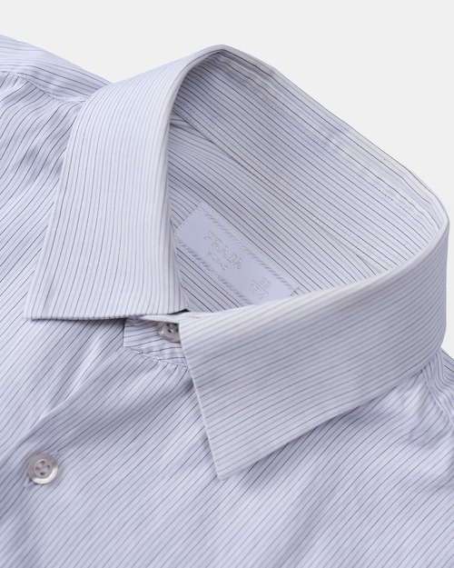 [2013] "PRADA UOMO" Cotton Poplin Stripe Shirt (Designed by Miuccia Prada / Made in Italy)