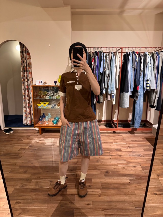 etirel カラフルストライプショートデニムパンツ