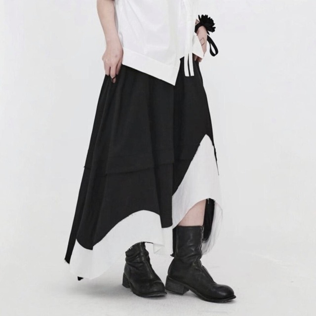 Layered contrast hem skirt C1238