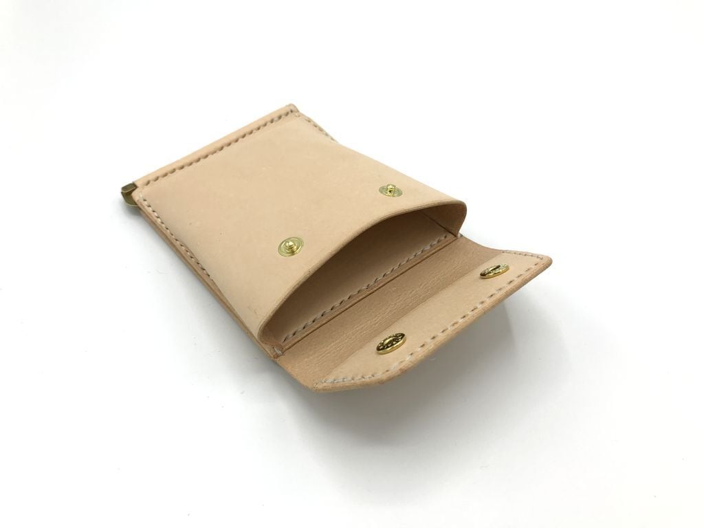 マネークリップver.2/札ばさみ(コインケース付き) ヌメ革：ナチュラル