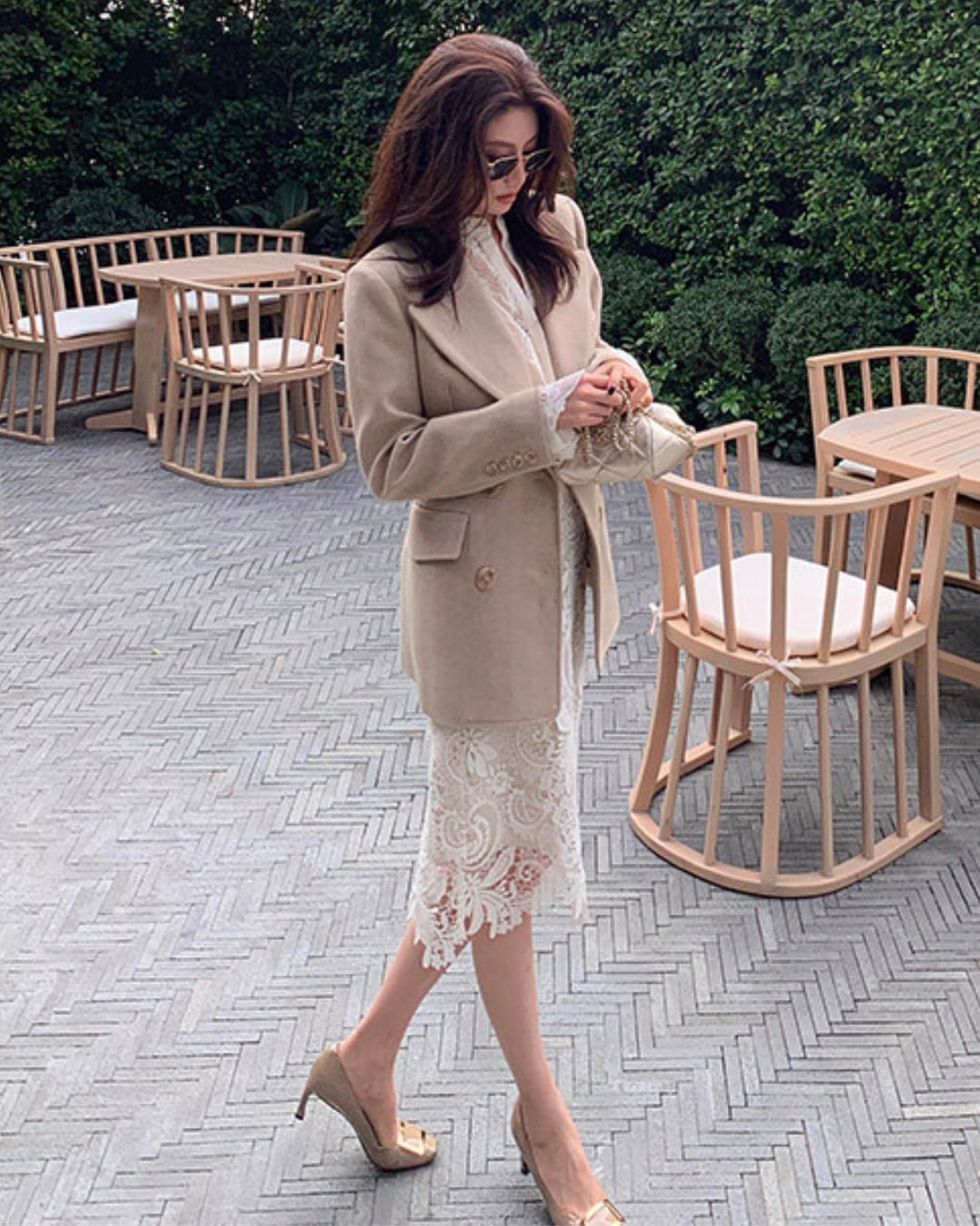 エレガントレースミディスカート S26061