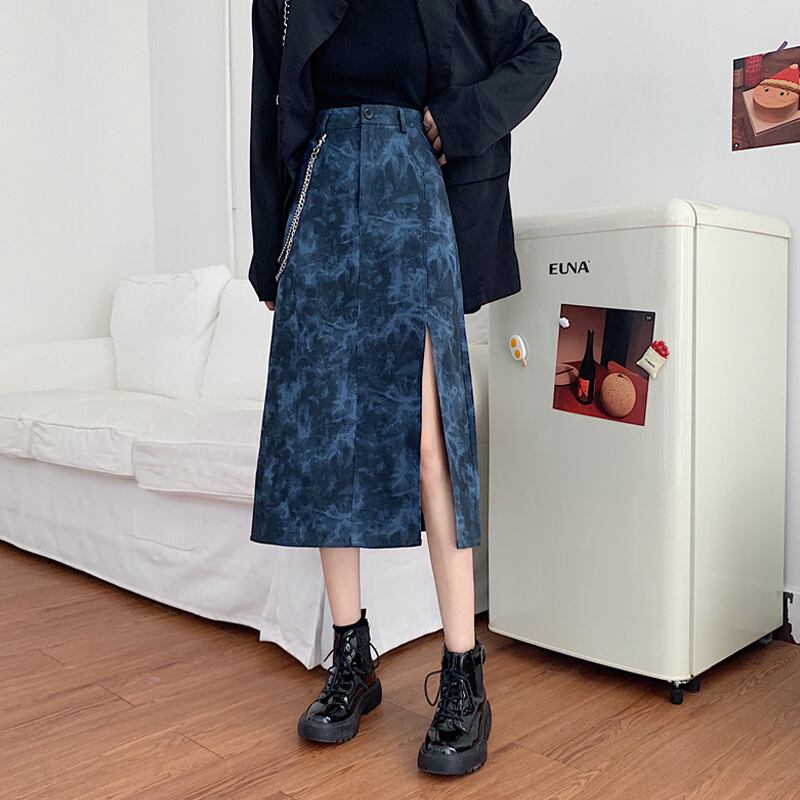 スタンダードスカート スプリングハイウェスト薄手Aライン レトロ 春物 試着室91676991398