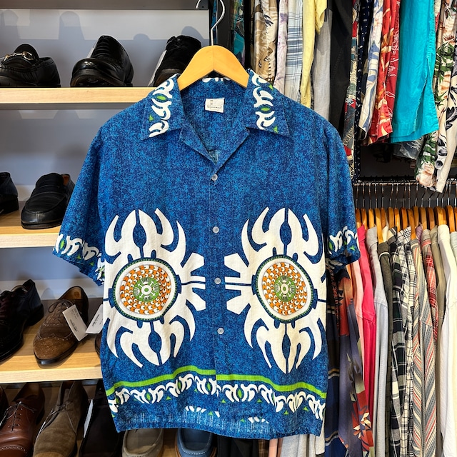 1970s TOWN CRAFT HAWAIIAN SHIRT BLUE
