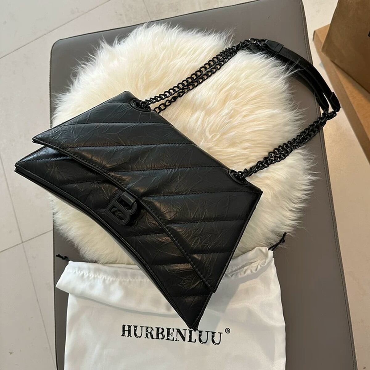 Quilted Chain Shoulder Bag(2color) V3595