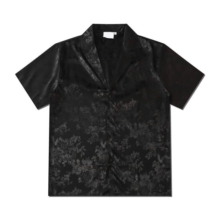 ボタニカル柄 ☆ 黒シャツ 】 botanical design short sleeve black ...