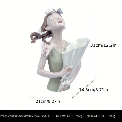 花瓶 蝶と女の子の花瓶 絶妙なボディの花瓶 家の装飾用 モダンな花瓶 表面フラワーポットの彫刻 ボディシェイプの花瓶 リビングルームの装飾 クリスマス バレンタイン 誕生日 ギフト プレゼント