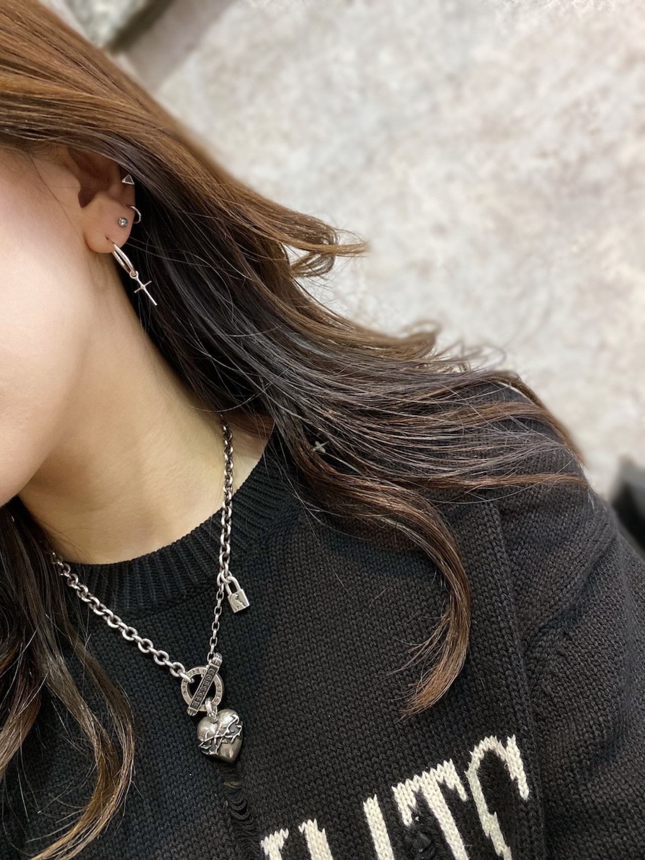 THIN HOOP [LARGE] with CROSS / シンフープピアス L ウィズクロス