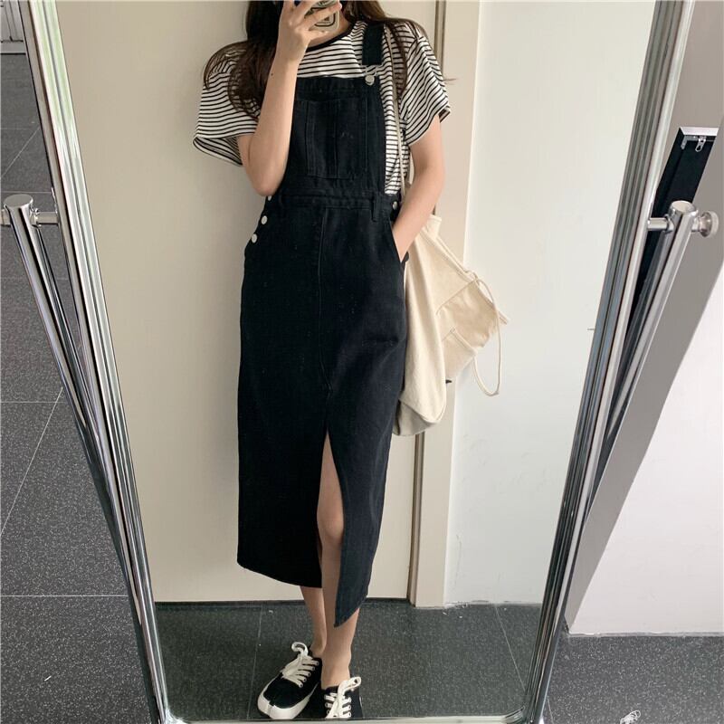 ソリッド カラースカート サマースタイルボタンポケットウェストドレス 夏物 ソリッドカラー ビッグFスモールZ韓国61595360958