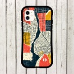 受注生産 iPhoneケース 赤黄ネイビーの紙片地図コラージュ｜都市地図 UMAP024C
