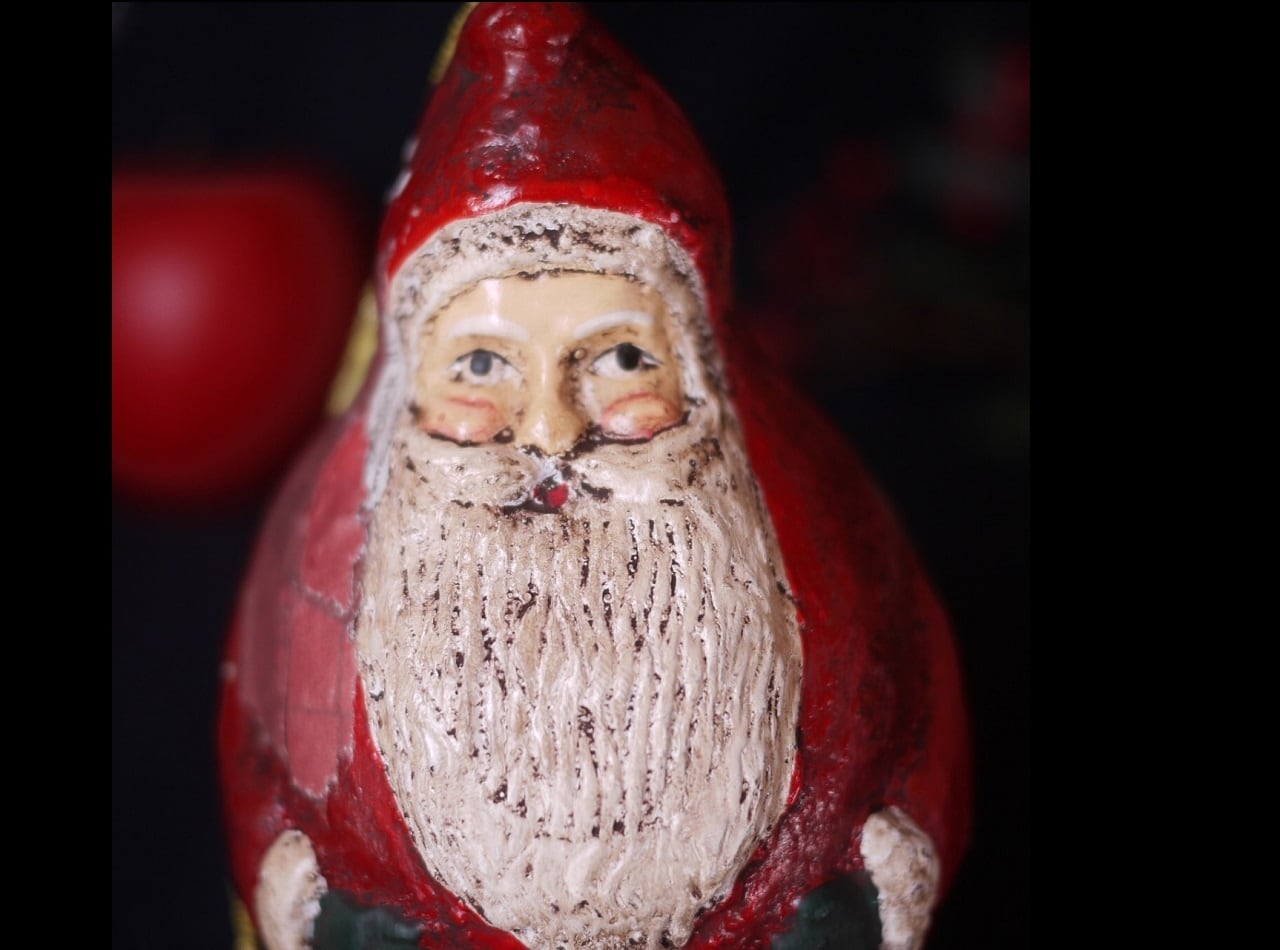 古いサンタクロースオーナメント 古いプラスチック 補修跡あり ドイツ