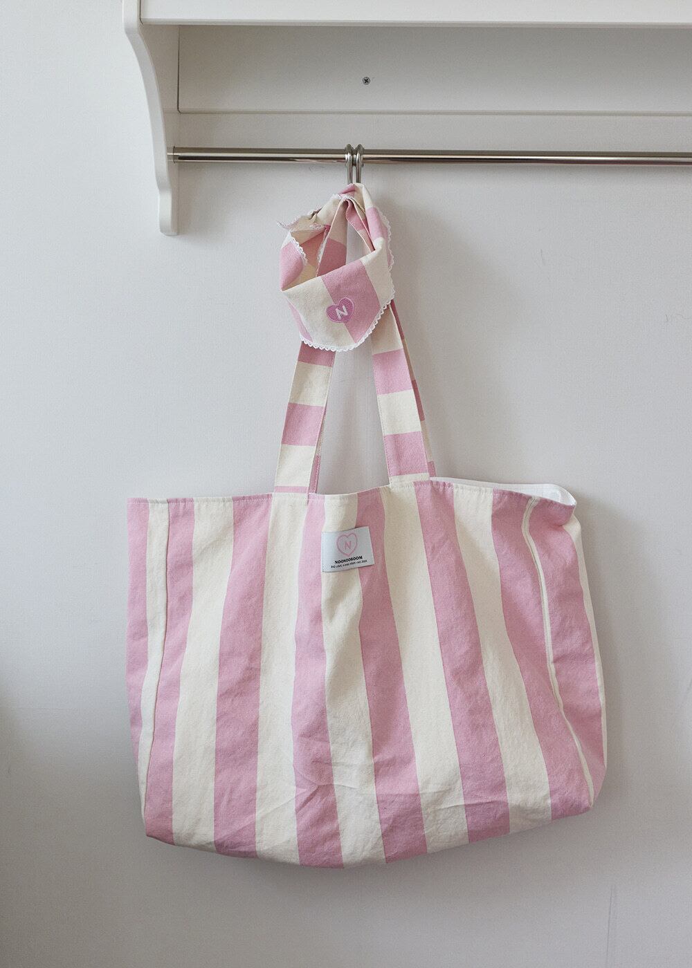 予約【noonoosoom】Pink Stripe Tote Big Bag