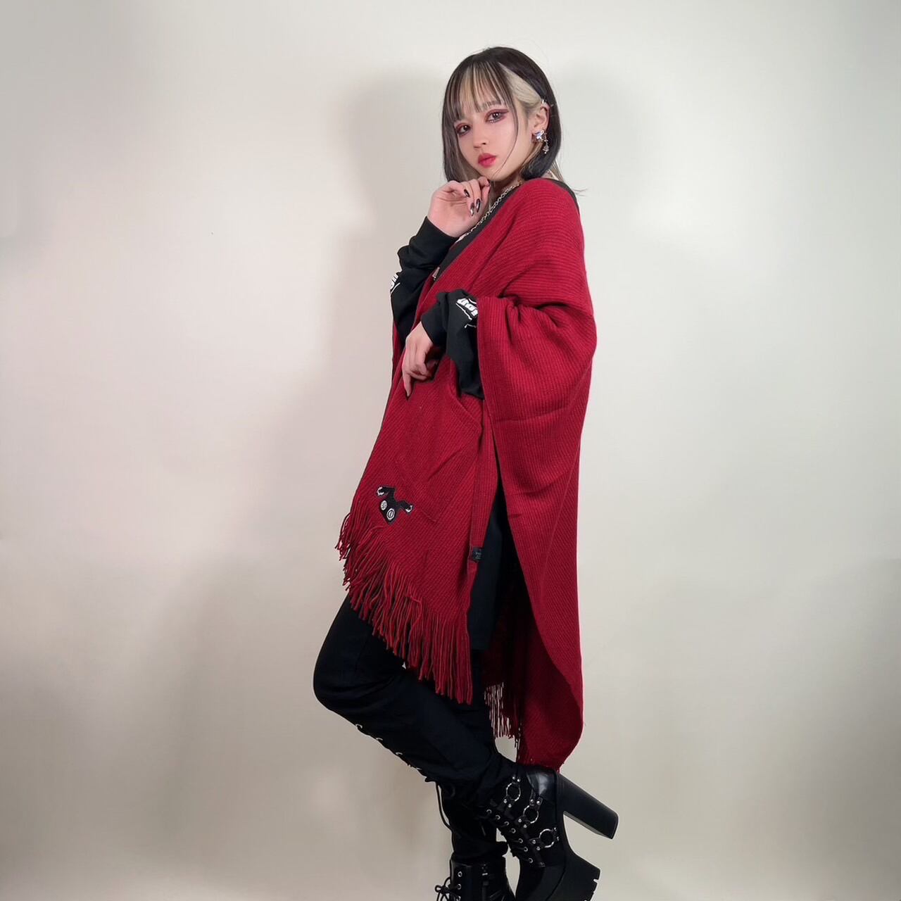 2WAYポケット付きケープ風ニットカーディガン【BURGUNDY】 | NIER CLOTHING powered by BASE