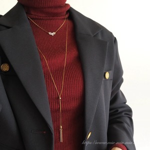 レイヤードネックレスセット (ラリエットロング & ショート2本セット)