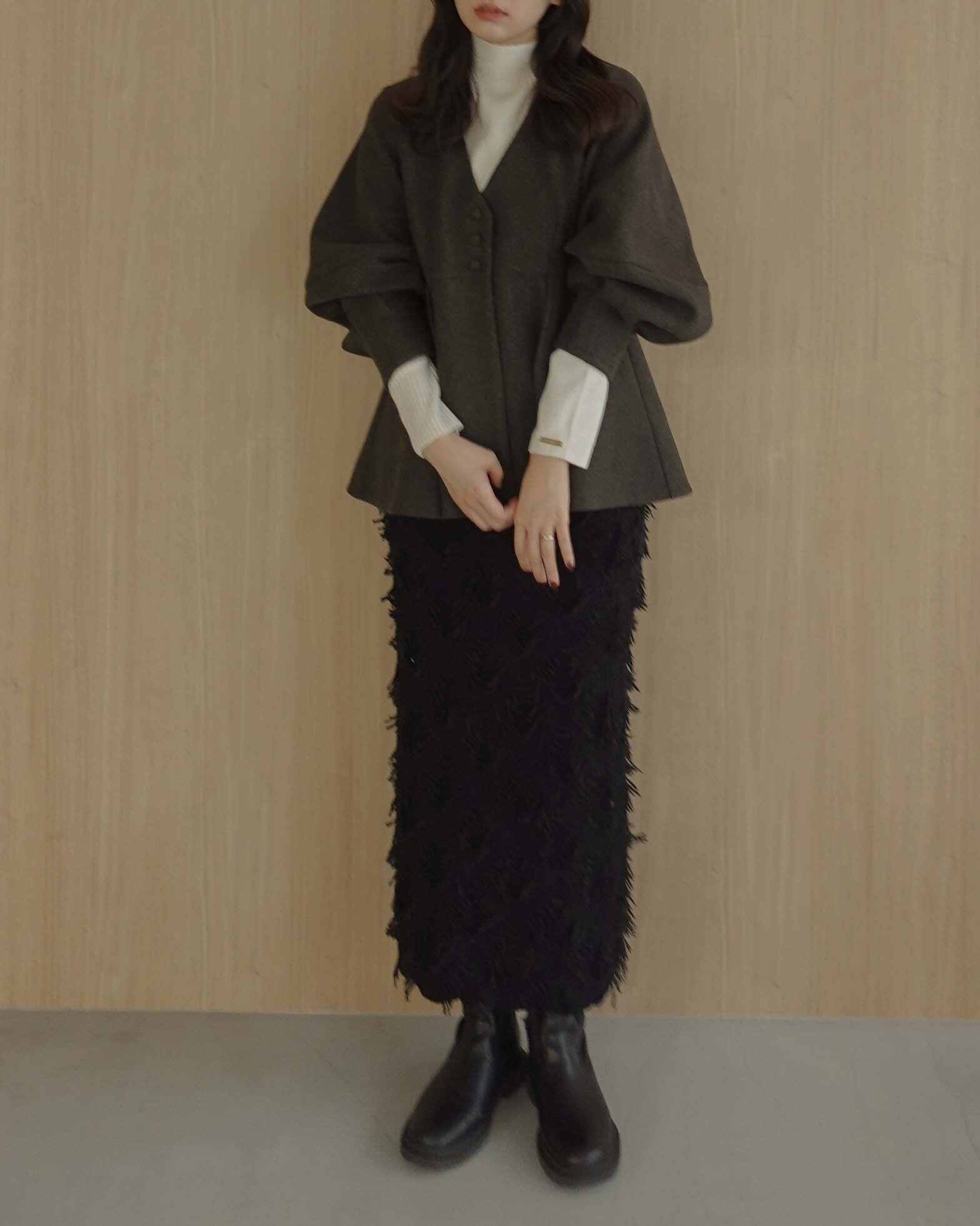 ジャケット・アウター Alumu. melton peplum button tops AM471003 melton peplum button tops 【12月上旬予約商品】 | Alumu.