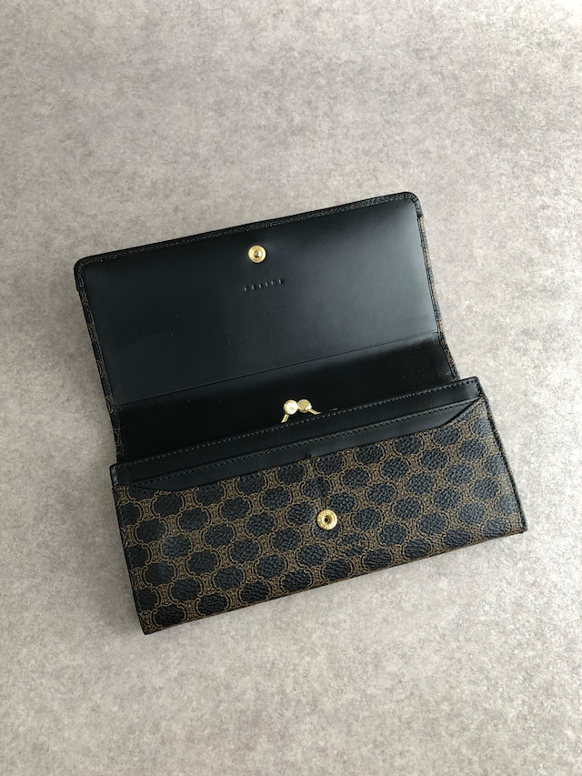 CELINE セリーヌ マカダム 財布 ブラック PVC レザー 長財布 vintage ヴィンテージ オールド dv85f5