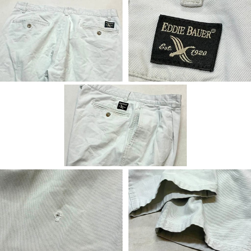 1点物◇90sエディーバウアー白タグ2タックチノパン中古ワイドパンツ