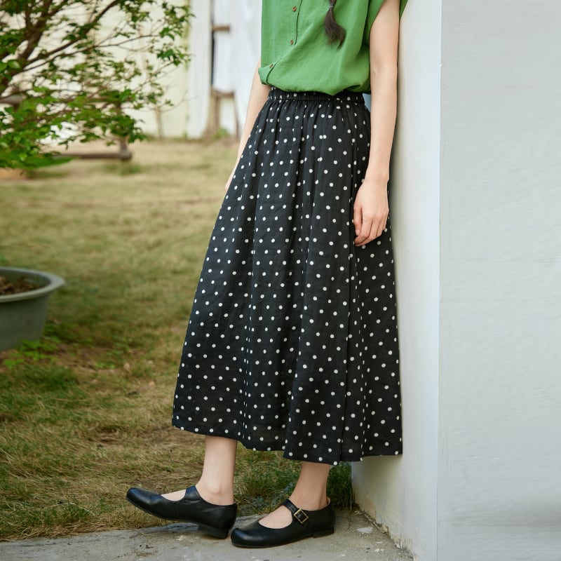 ドット柄ロングスカート M2203