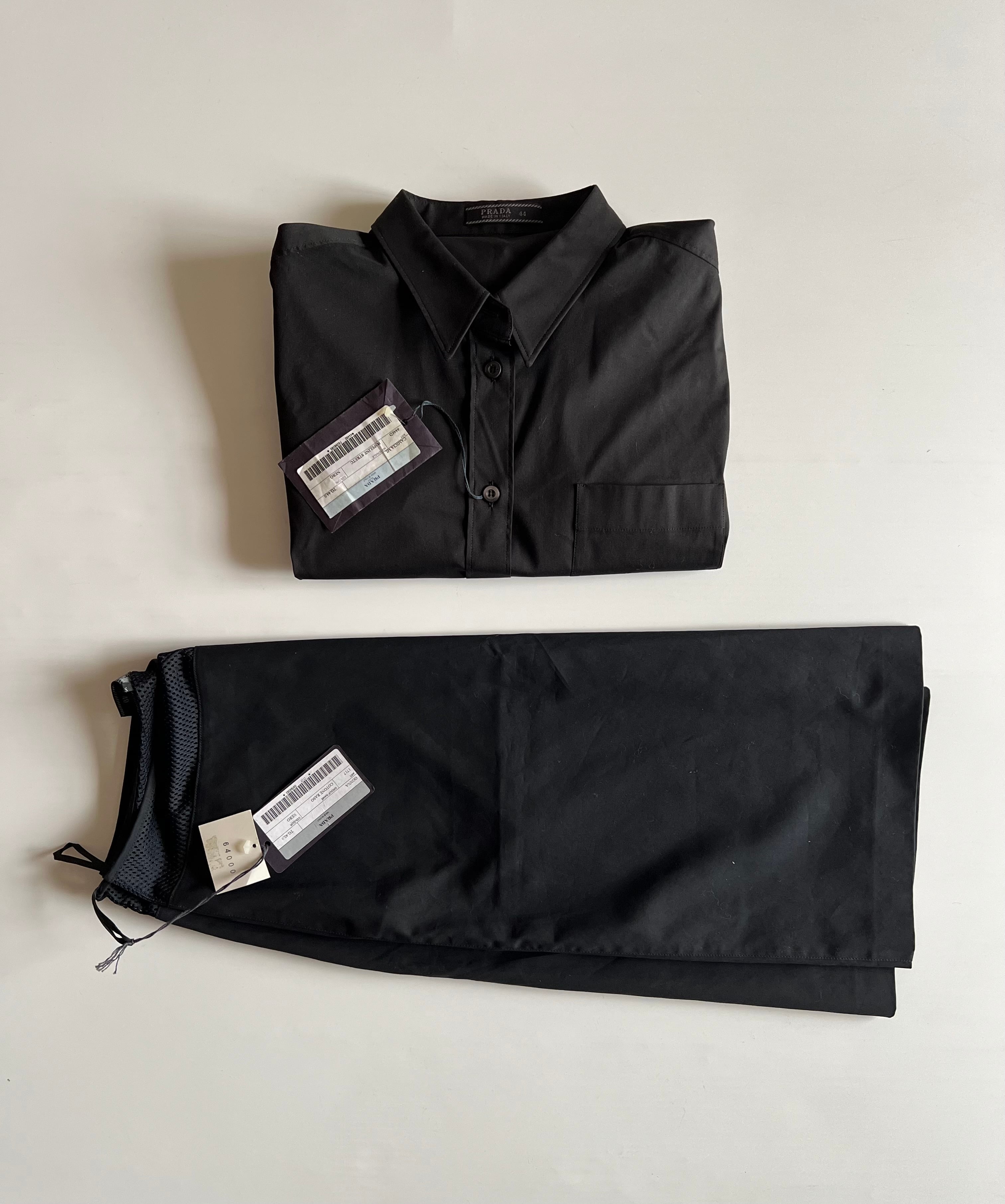 PRADA SS1998 BLACK SETUP SKIRT JACKET | triptraproll