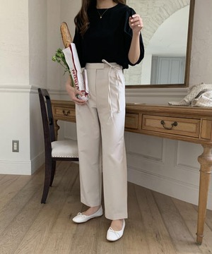 《即納商品》side ribbon slacks (cream / blue /  black)