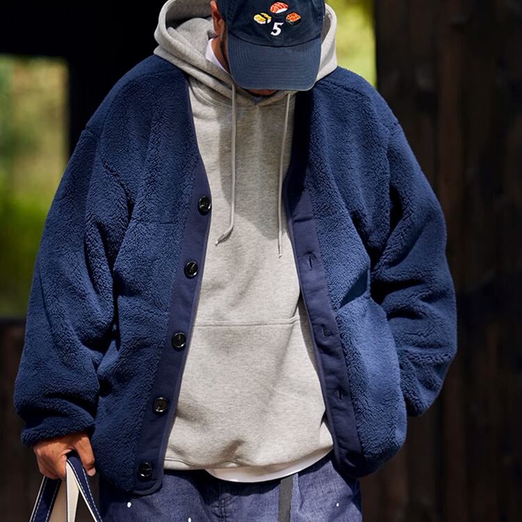 ★COLLARLESS POLAR FLEECE COTTON JACKET　　　A0514