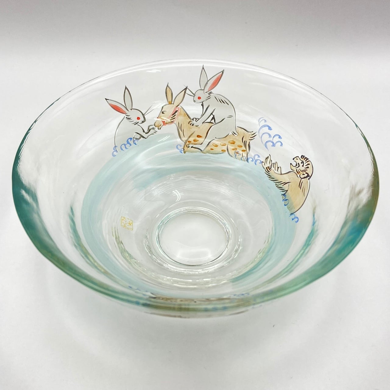 新品】ガラス平茶碗 動物水遊び 小手鞠窯 紙箱入【耐熱】 | 茶道具 錦玉堂