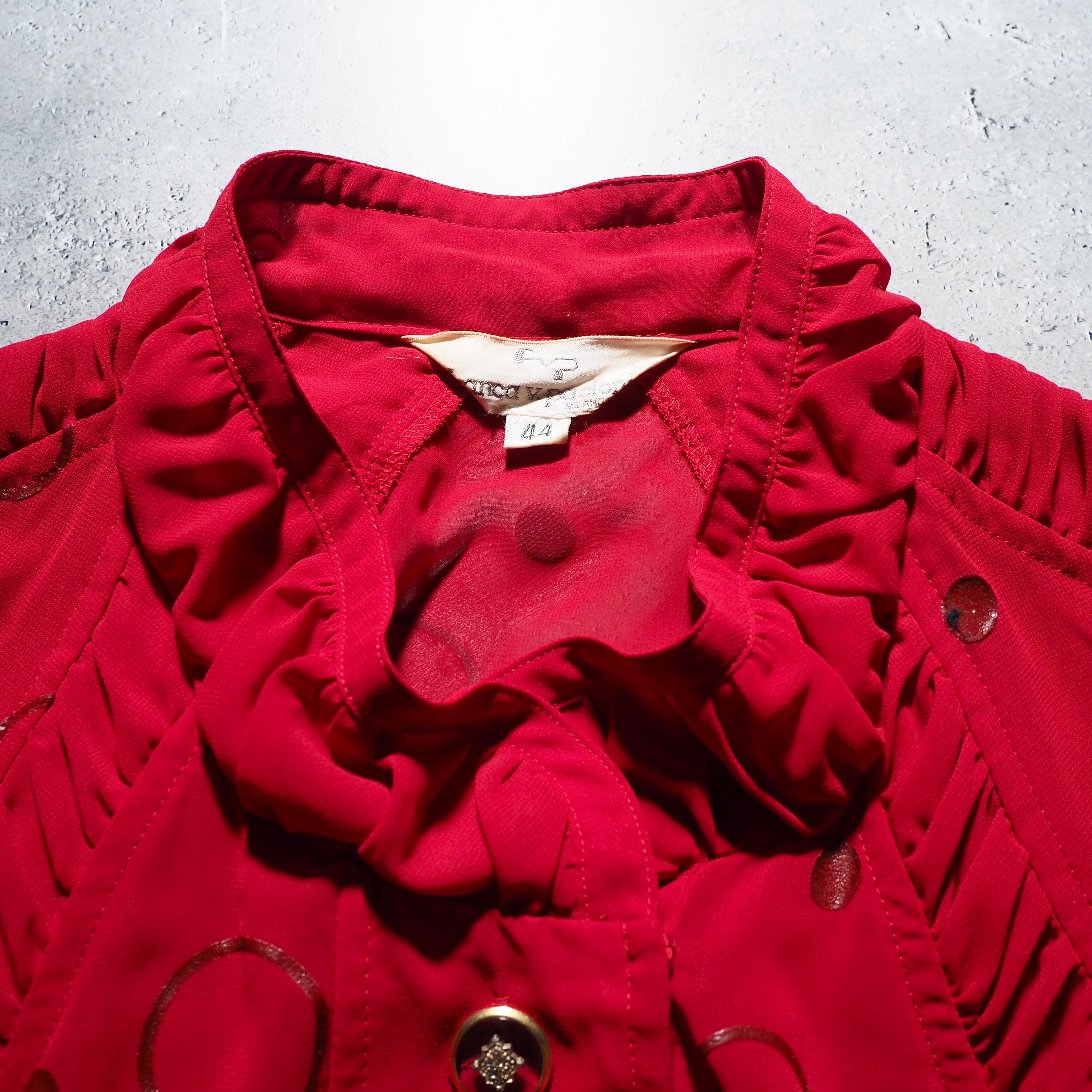 1990s ”franca v.paoloni ” modern rétro Dot pattern vintage Drape shirt