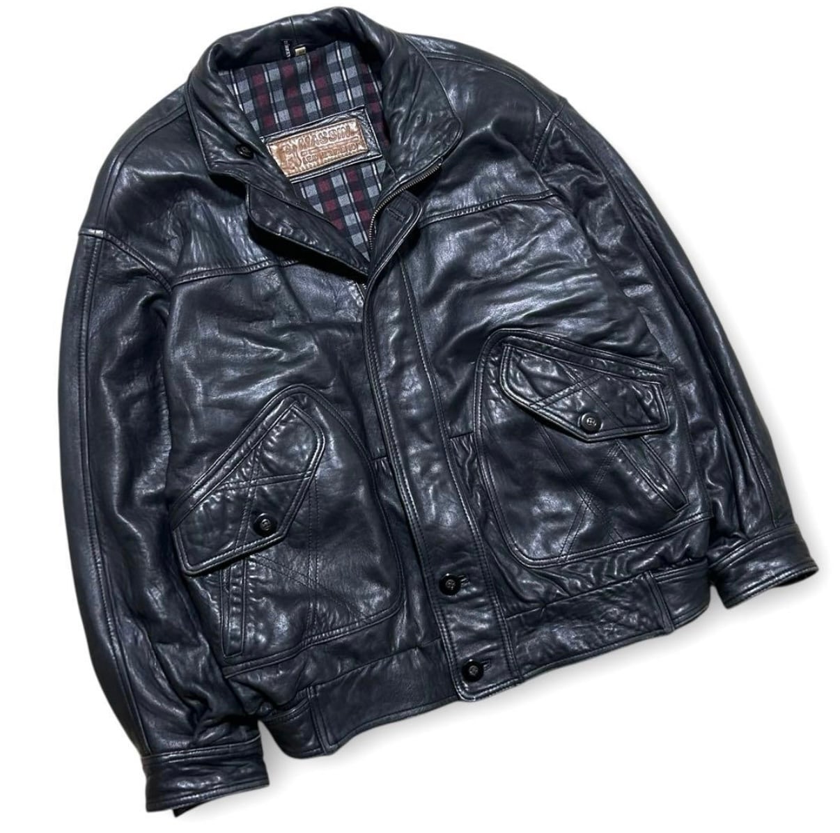 90s vintage レザージャケット 短丈 A2 本革 フライトジャケット