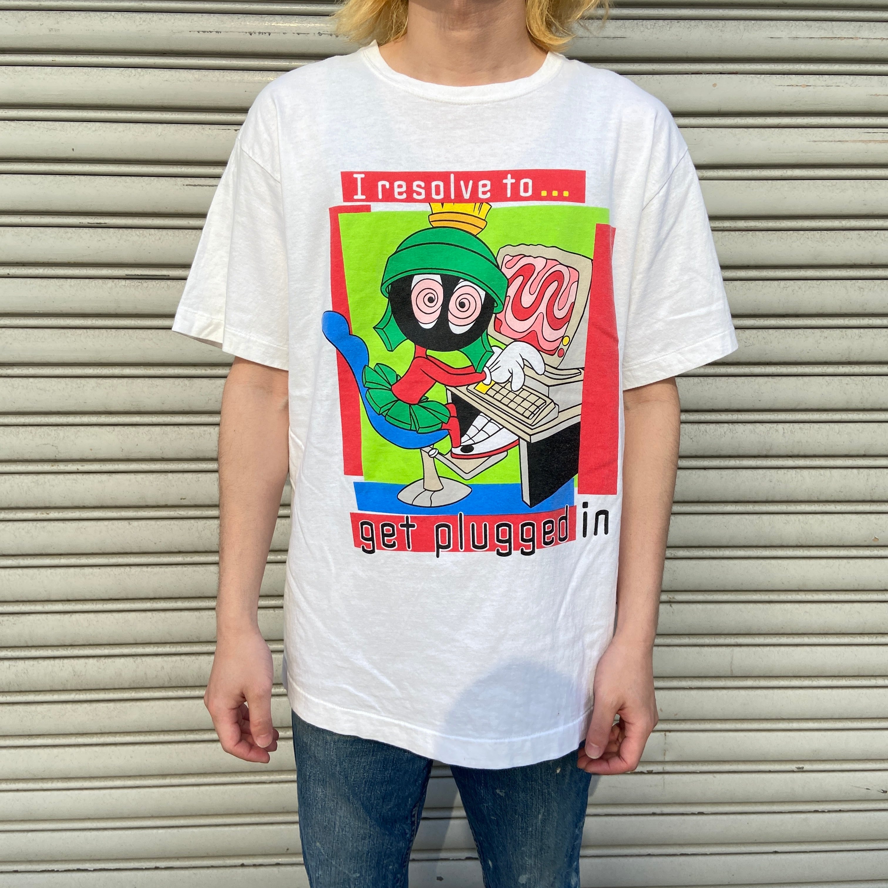 90s USA製 ルーニーテューンズ マービン キャラクターTシャツ 白 L