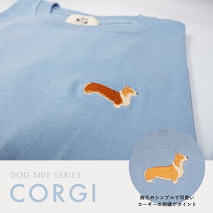 コーギー 刺繍 Tシャツ【DOG SIDE SERIES】