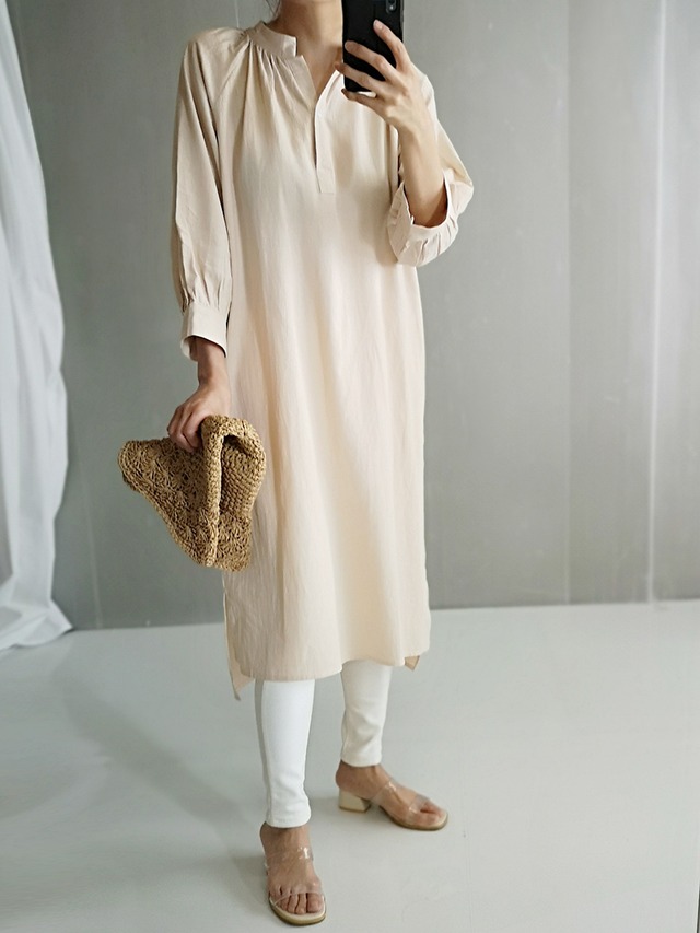 リラックス シャツワンピース オーバーシルエット★２色