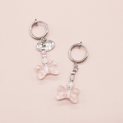【Blooming Pink Roses】ローズクォーツ×クンツァイト イヤリング