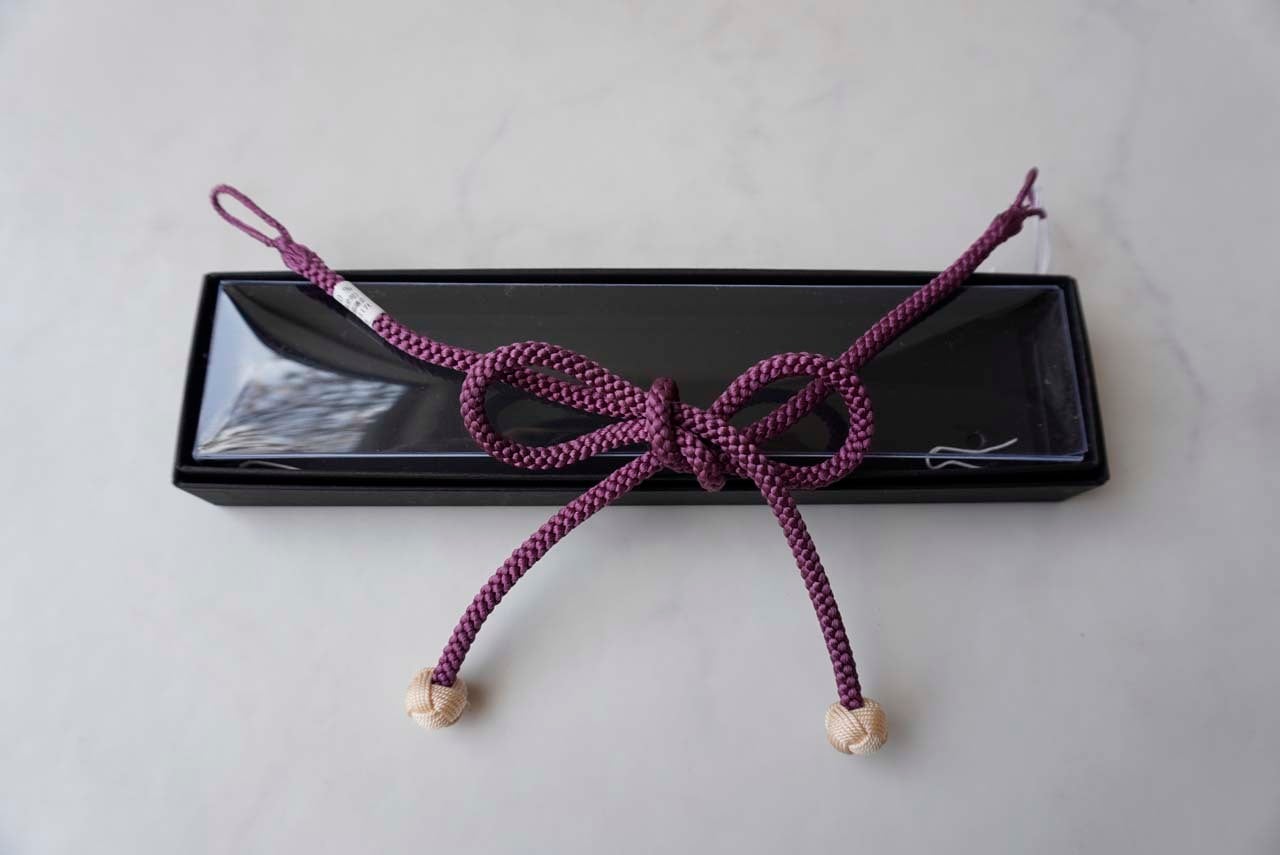 【羽織紐】 紫式部色紐×蒸栗色 小田巻き付き No.250911㉒