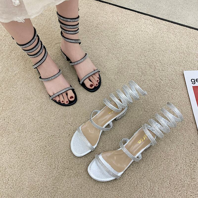 サンダルスタイルサマーラインストーンレッドヒールレディース ハイヒール 靴 シューズ 夏物 部族の婦人靴18104592070